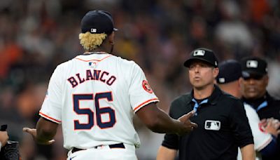 Astros pitcher Ronel Blanco ejected after foreign substance check early in win over A's