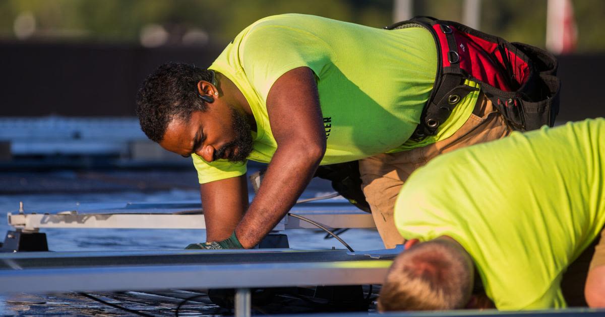 Installation of solar panels in progress at Ceredo-Kenova Elementary School in Kenova