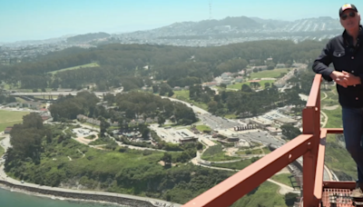 Video: Atop Golden Gate Bridge, Newsom announces record spending in California tourism