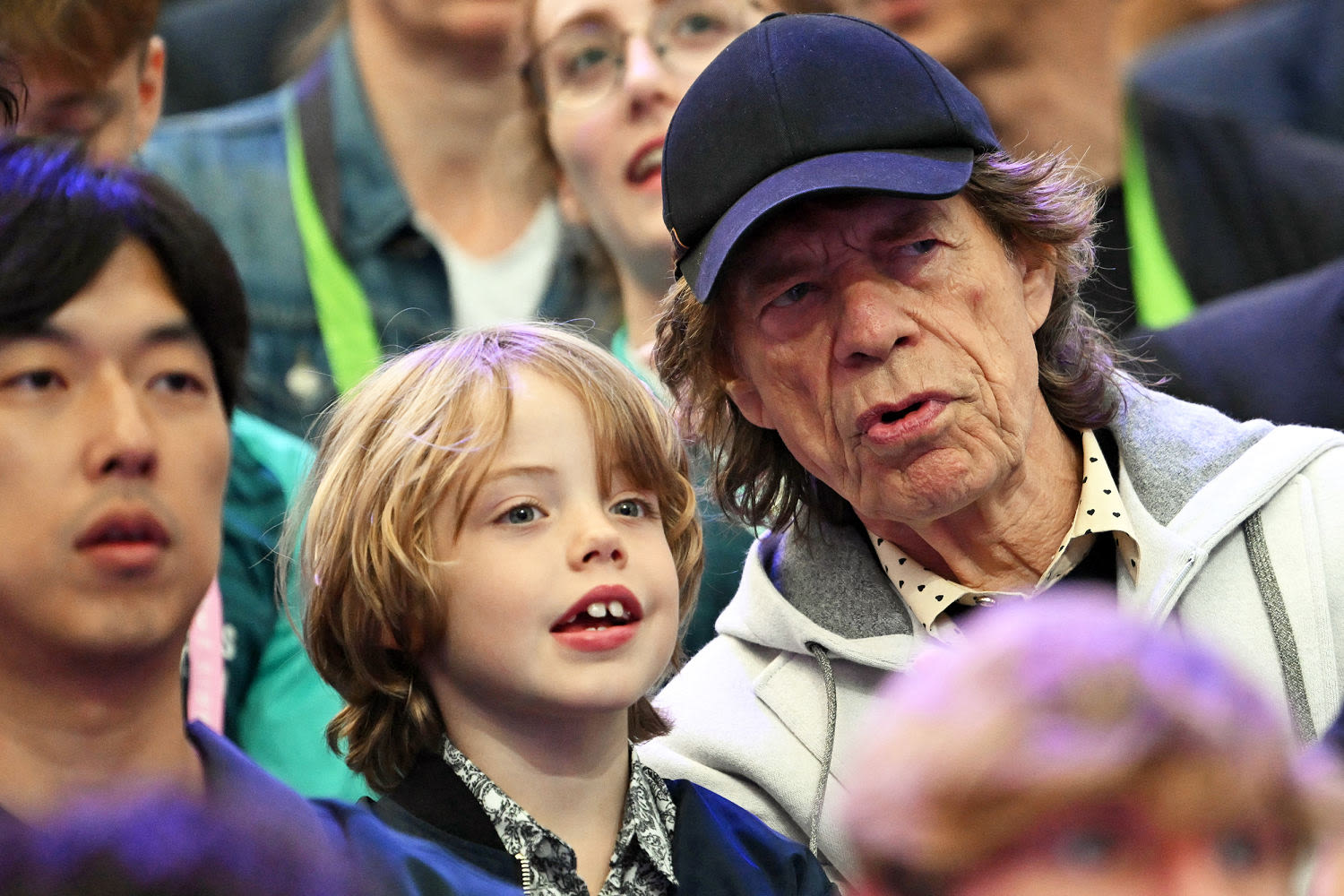 Mick Jagger and his son Deveraux catch the Olympic games in Paris