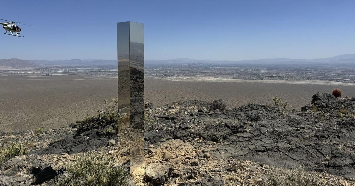 Shiny monolith removed from mountains outside Las Vegas. How it got there still is a mystery