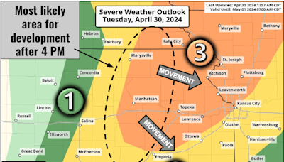 Topeka, Lawrence in path of severe thunderstorms expected to develop after 4 p.m. Tuesday