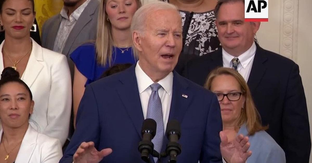 President Joe Biden cheers WNBA champs Las Vegas Aces and women's basketball