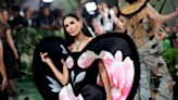 Demi Moore is a Floral Sculpture in Custom Harris Reed Made from Vintage Wallpaper at Met Gala