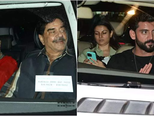 Shatrughan Sinha beams with joy as he leaves Ramayan with daughter Sonakshi Sinha for Zaheer Iqbal's house after puja | Hindi Movie News - Times of India
