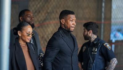 Meagan Good Stands By Jonathan Majors as He Leaves Court After Sentencing