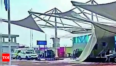 Day after IGI, canopy outside Rajkot airport collapses after rain | India News - Times of India