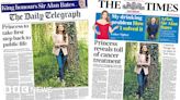 Newspaper headlines: Kate making 'good progress' and King honours Sir Alan Bates