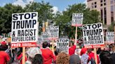 Manifestantes de esquerda protestam contra Trump durante abertura da Convenção Nacional Republicana