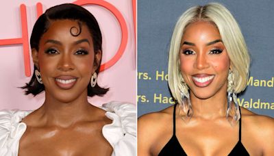 Kelly Rowland Turns Heads in Platinum Blonde Hair and Sexy Black Latex Dress at Beverly Hills Gala