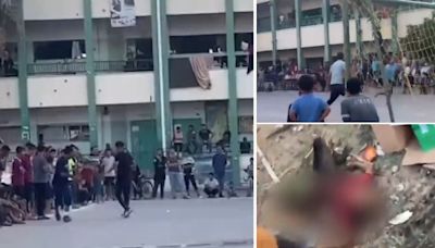 Horrifying Video Shows Moment When Israel Drops Bomb On Kids Playing Football At Al-Awda School In Gaza