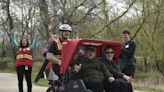 Harborside students debut new trishaw bikes in Cycling Without Age program in Somers park