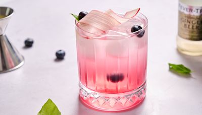 Rhubarb Blueberry Basil Mocktail Recipe