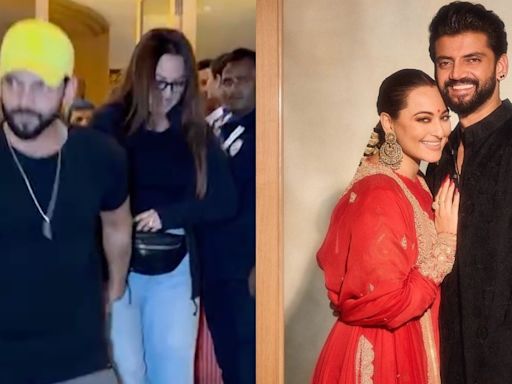 Sonakshi Sinha and Zaheer Iqbal Step Out for Dinner with Aditi Rao Hydari After Honeymoon | Watch - News18