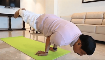 International Yoga Day 2024: MP CM Mohan Yadav Practises Yog Asanas Ahead Of Big Day, Strikes Perfect Peacock Pose (WATCH)