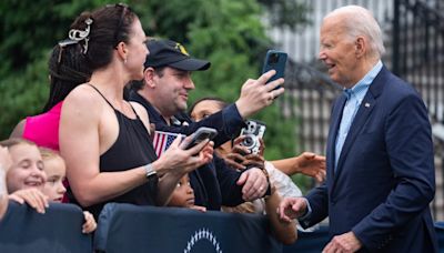 Biden says he’s ‘not going anywhere,’ takes shot at Trump during Fourth of July event