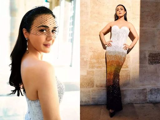 Preity Zinta wears a breathtaking ombre gown in Paris - Times of India