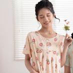華歌爾睡衣-仕女系列 M-L純棉針織印花短袖半開襟洋裝(陽光黃) LWZ35521YI