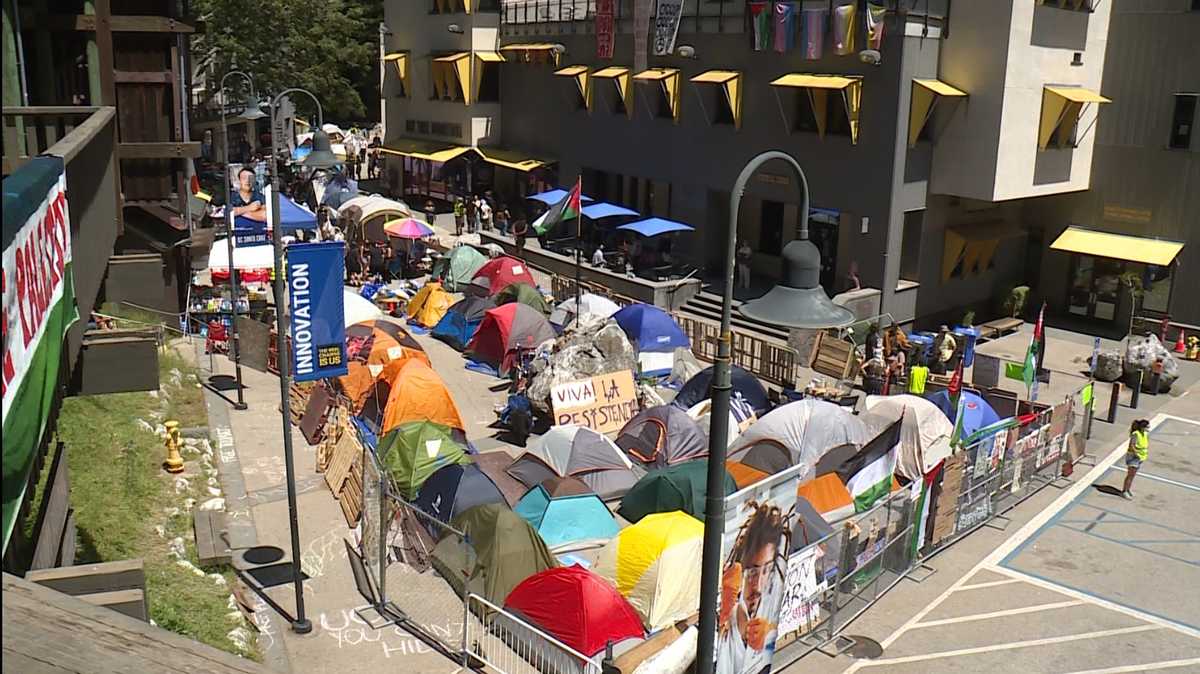 As UCSC solidarity camp remains peaceful, critics say some signs are antisemitic