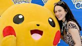 Rachel Brosnahan poses with Pikachu at Pokemon Go Fest