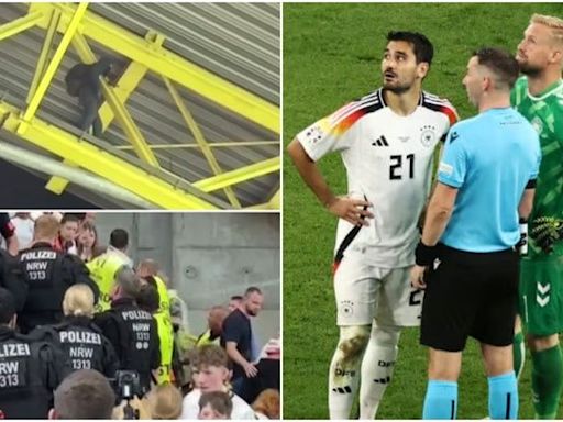 Germany v Denmark was delayed due to a masked man on the roof - their reasoning has emerged