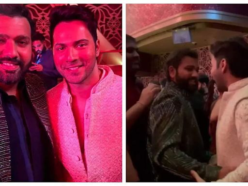 Watch: Varun Dhawan shares a warm hug with Rohit Sharma at Anant Ambani and Radhika Merchant’s Sangeet | Hindi Movie News - Times of India