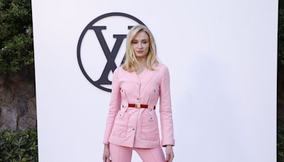 Sophie Turner Pops in a Bubblegum-Pink Pantsuit at Louis Vuitton’s Cruise Show