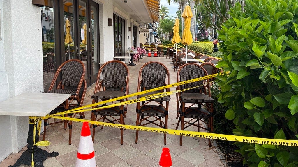 Photos show aftermath at La Trattoria restaurant in Naples after ceiling collapse