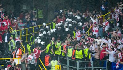 Fighting breaks out between Turkey and Georgia fans inside stadium at Euro 2024