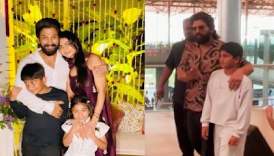 WATCH: Allu Arjun protectively hugs son Ayaan as he jets off with wife Sneha and daughter Arha