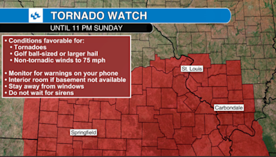 Tornado Watch for St. Louis until 11 p.m. Sunday night