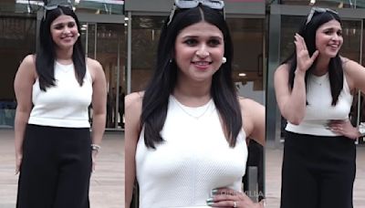 Bigg Boss 17 fame Mannara Chopra makes sartorial fashion statement in white top and black wide legged pants; WATCH