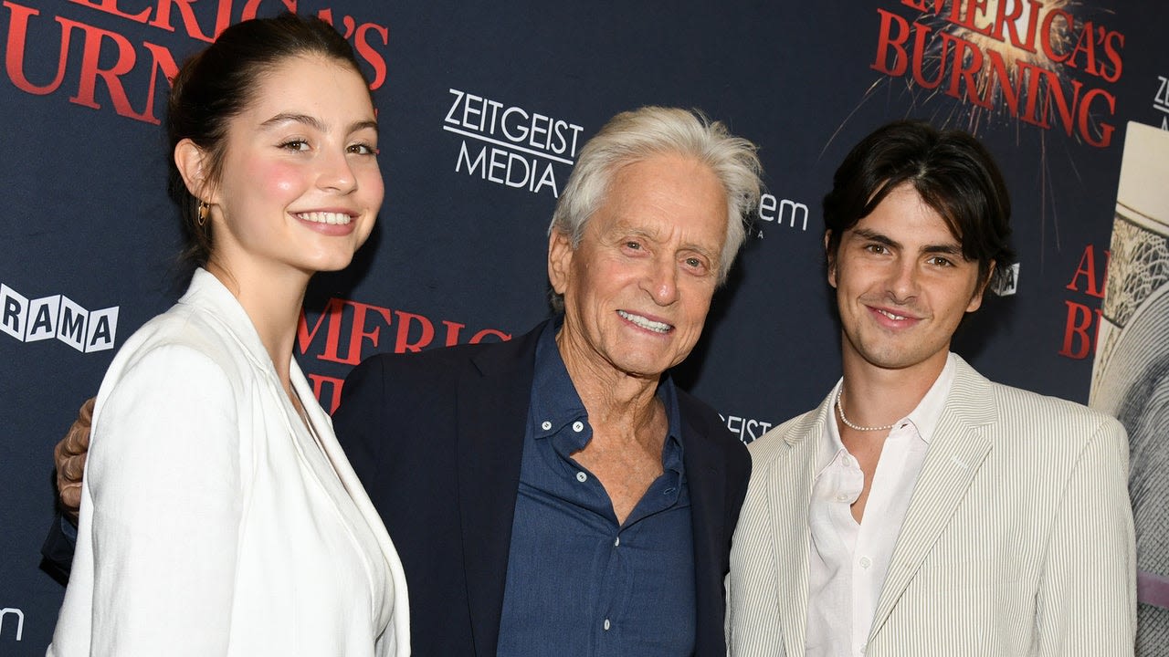 Michael Douglas Makes Rare Red Carpet Appearance With Daughter Carys, 21, and Son Dylan, 23