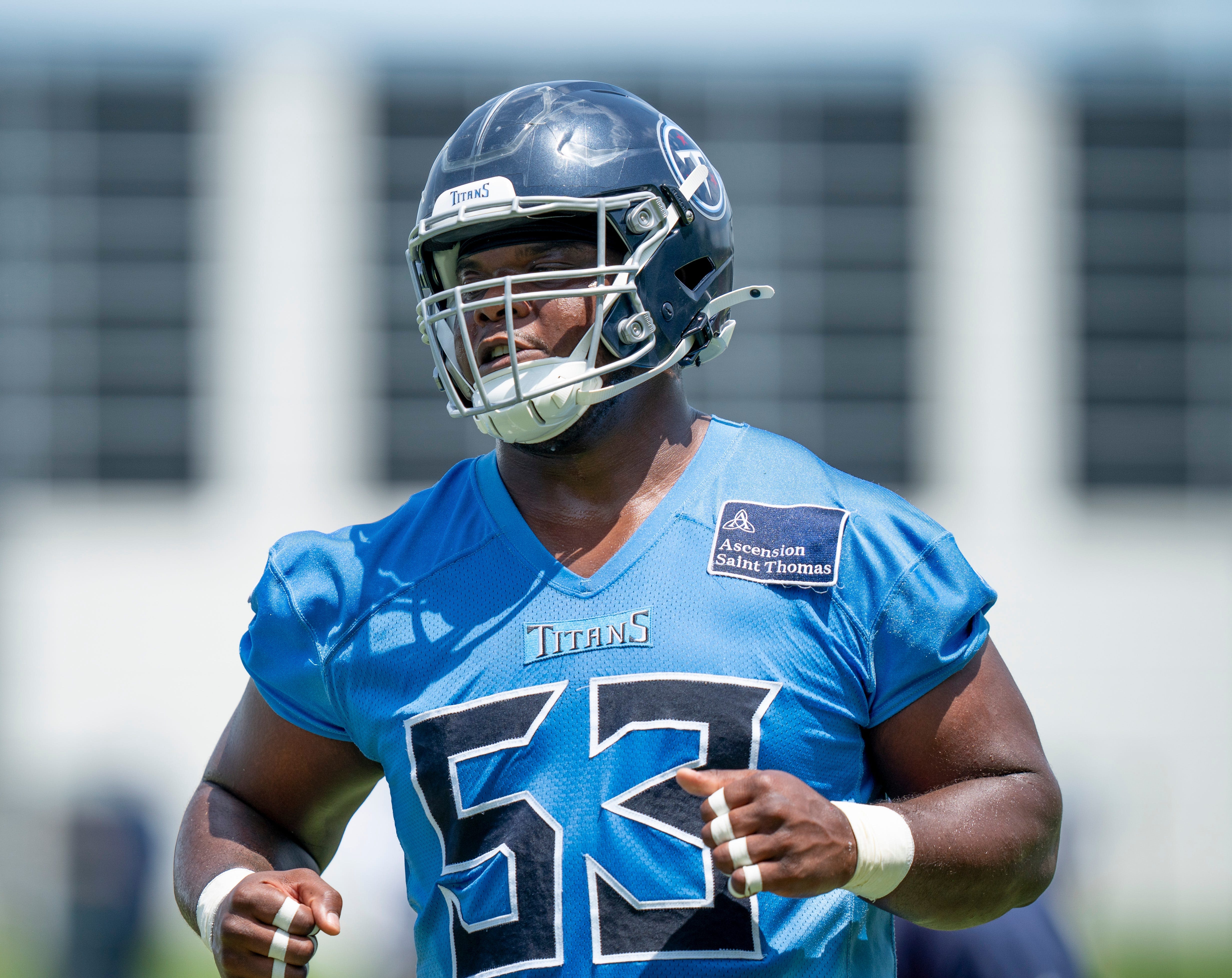 Titans OL coach Bill Callahan reacts to Saahdiq Charles' retirement