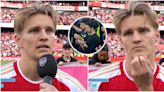Martin Odegaard delivers powerful on-pitch speech moments after Man City beat Arsenal to PL title