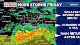 First Alert Weather: Rain returns Friday with a marginal risk for strong to severe storms