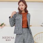 現貨【MEDUSA 曼度莎】藍黑混紡小香風外套（M-XL）｜女西裝外套 毛呢外套 夾克