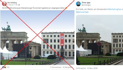 Keine SPD-Wahlwerbung in Nazi-Ästhethik am Brandenburger Tor
