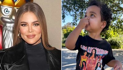 Khloé Kardashian's Son Tatum, 20 Months, Wears Cute Kim Kardashian T-Shirt — See the Photo!