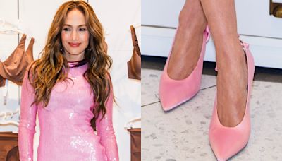 Jennifer Lopez Pops in Pink Valentino Pumps at Intimissimi Store Event in NYC