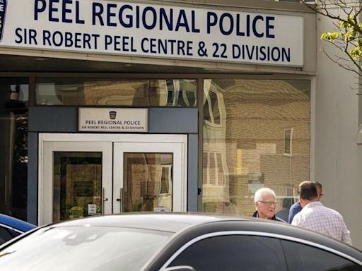 Frank Stronach appeared at Peel police station as part of investigation into sexual assault charges