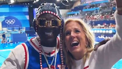 Jill Biden Thanks Flavor Flav for Sponsoring U.S. Women's Water Polo Team as They Meet at 2024 Paris Olympics