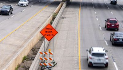 Crack-sealing work closing lanes on I-480 near downtown Omaha