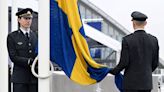 Swedish flag raised at NATO headquarters – video