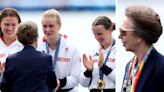 Princess Anne hands out Gold Medals to GB's women quad skulls after photo finish