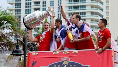 Florida Panthers celebrate Stanley Cup with parade, ceremony in rainy Fort Lauderdale