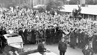 Cheering crowds for Churchill visit 75 years ago