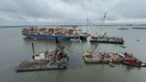 Crews prepare to refloat Dali following Francis Scott Key Bridge demolition