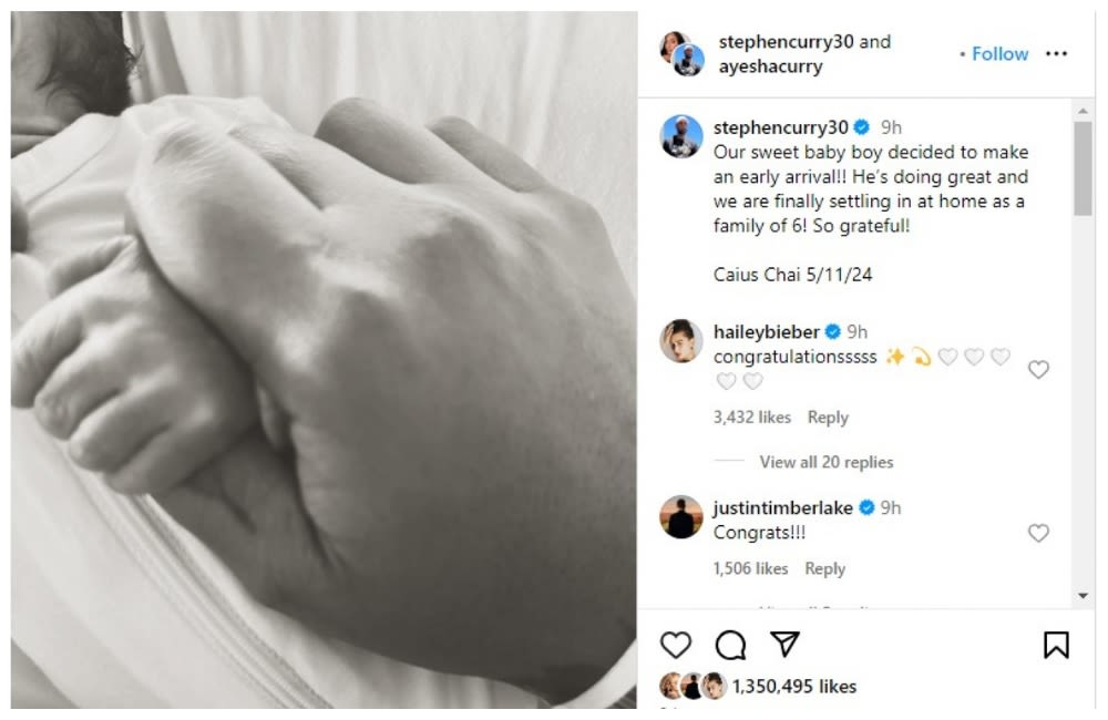 Ayesha and Stephen Curry welcome their 4th child