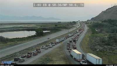 Traffic slows to a halt on I-80 out of Tooele County